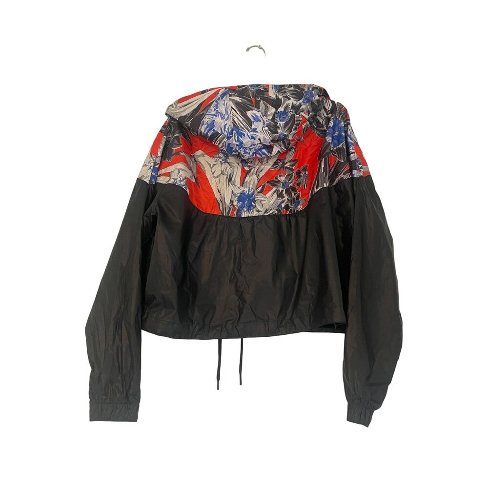 Nike Women's Floral Windbreaker Jacket 1X Black Red Blue Crop - Picture 8 of 10